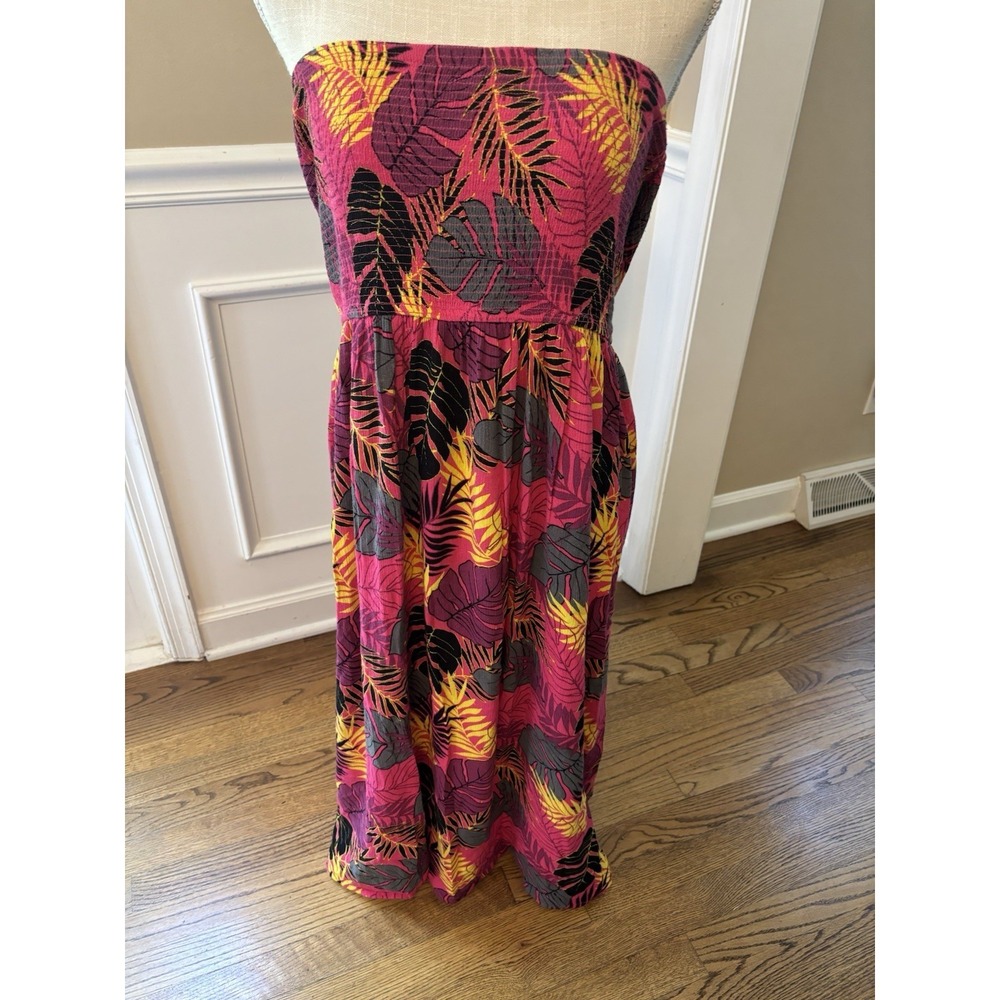 Torrid Strapless Tropical Print Midi Dress